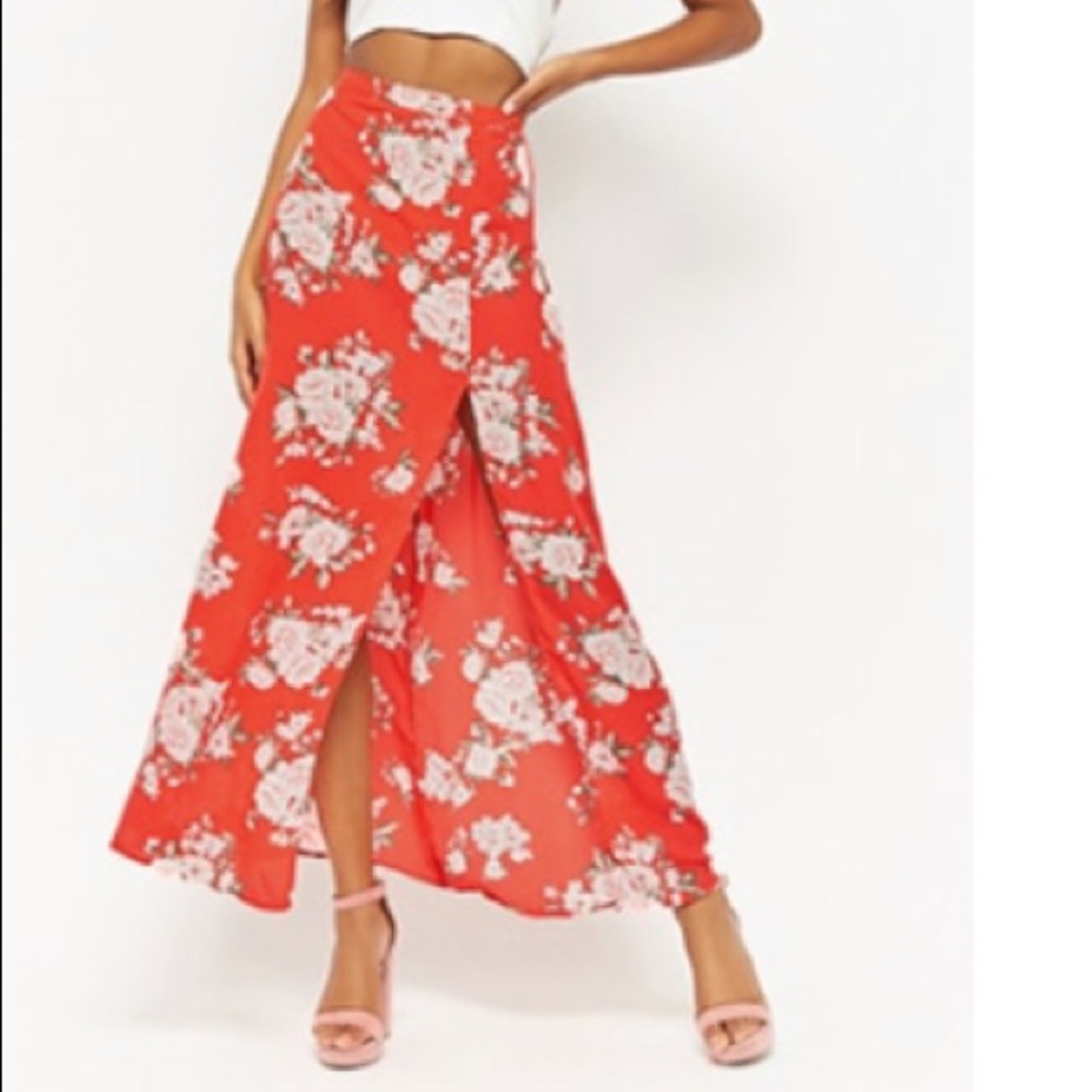 Orange floral  Skirt.